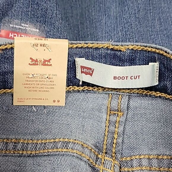 Levi's Bootcut Stretch Girls Demin Blue Jeans Size 12 Regular - Picture 6 of 8
